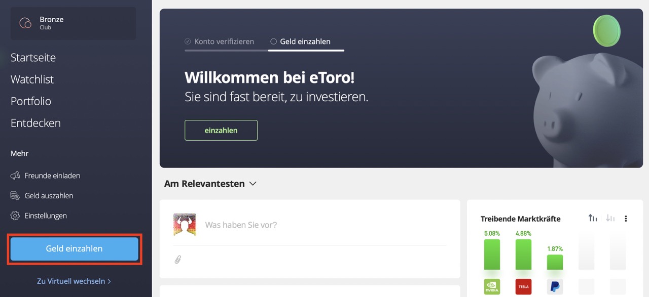 eToro Einzahlung